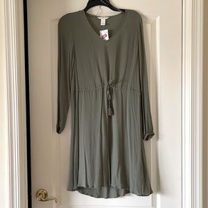 H&M Olive Green Long Sleeve Dress
